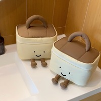 Nouvelle Arrivée : Trousse de Maquillage Portable à Fermeture Éclair, Motif Traces de Pieds de Dessin Animé, Grande Capacité, Écologique et Lavable