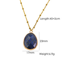 Collier pendentif en apatite pour femmes, tendance, pierres précieuses, forme de larme, collier ras du cou bohème, chaîne en acier inoxydable, bijoux de créateur, bijoux