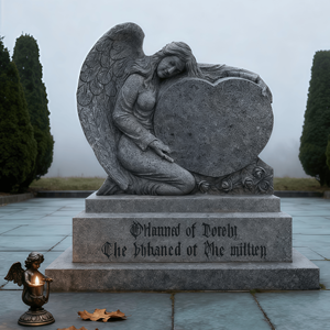 Надгробный памятник в европейском стиле из мрамора, статуя ангела, надгробие в форме сердца, скульптура - Product Image 2