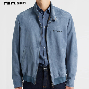 Premium Men's Outerwear Faux <b>Suede</b> <b>Jacket</b> Blue <b>Suede</b> Lined Regular Fit Zip-Up Wholesale <b>Jackets</b> - Product Image 1