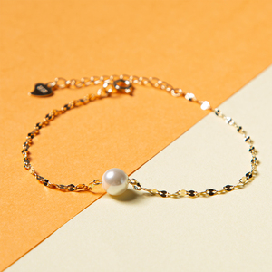 925 Sterling <b>Silver</b> Adjustable Pearl <b>Charm</b> <b>Bracelet</b> with Real Gold Plating Ready to Ship - Product Image 4