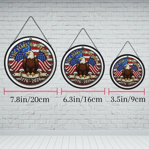 Pendentif attrape-soleil en vitrail, ornement du 250e anniversaire des États-Unis, 1776-2026, motif drapeau aigle - Product Image 6