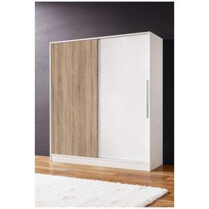 Armario Moderno Blanco de 11 Estantes y 2 Cajones Zambak Sonomo con Perchero, Armario Independiente para Ropa, Plegable para Espacios Pequeños - Product Image 1