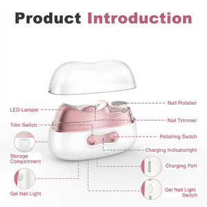 Coupe-ongles électrique automatique 4-en-1 <span class=keywords><strong>pour</strong></span> bébé en acier inoxydable et plastique, rechargeable par USB, avec lampe UV et réservoir de récupération des débris - Product Image 2