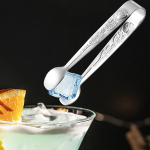304 Stainless Steel Ice <b>Tongs</b> Rose Pattern Thickened Bar Tools For Cocktail Sugar Cube <b>Serving</b> - Product Image 3