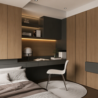 Lit Tatami Moderne Personnalisé avec Bureau Intégré et Armoire, Ensemble Complet de Meubles de Chambre Murale, Solution de Rangement pour Petits Espaces