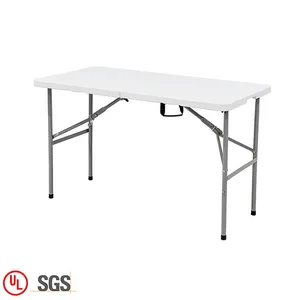 Meja plastik lipat untuk makan, grosir kaki dapat dilepas persegi panjang plastik putih