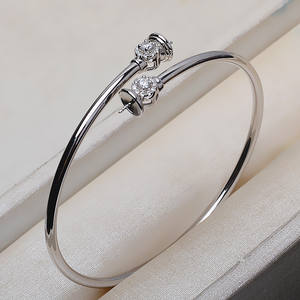 Bracelet élastique en argent S925 avec double perle creuse, fait à la main, accessoires de bijoux DIY pour femmes, plateau creux pour 10 à 14 perles, 3859 - Product Image 2