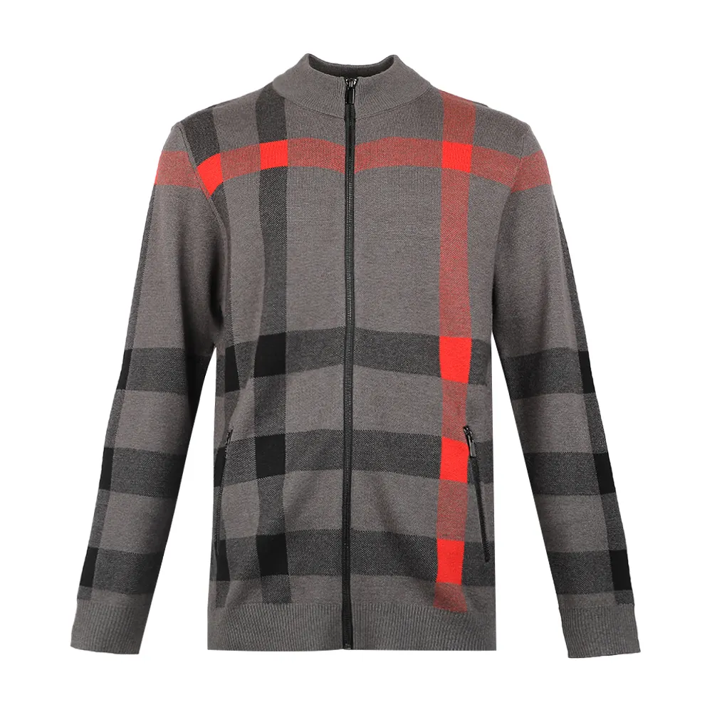 Fabrik Direkt verkauf Casual Style Plaid Muster Strickjacke Großhandel Herren Pullover