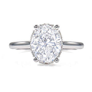 <span class=keywords><strong>Prix</strong></span> de gros personnalisé, bague de fiançailles en <span class=keywords><strong>or</strong></span> véritable massif 10K 14K <span class=keywords><strong>18K</strong></span>, taille ovale, solitaire, moissanite, pour femmes, bijoux fins, cadeau - Product Image 2