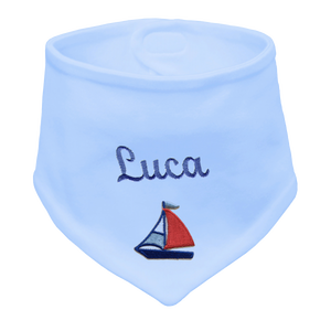 Bavoir pour bébé personnalisable bleu avec nom brodé - Product Image 2