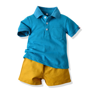 Ensemble 2 pièces décontracté pour garçons 2026 : <span class=keywords><strong>Polo</strong></span> à revers color block et short - Product Image 3