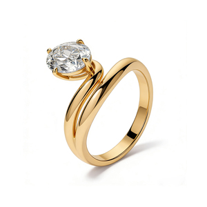 Anillo de compromiso y fiesta de moda con diamantes cultivados en laboratorio CVD IGI VVS-VS de corte ovalado, en oro macizo de 10K/14K/18K, diseño clásico y personalizado. - Product Image 2