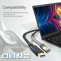 Cable Plano de Consola USB 2.0 a RJ45 8P8C con Chip PL2303 Azul RS232 para Routers, Switches y Equipos de Red 1.8m/6 pies
