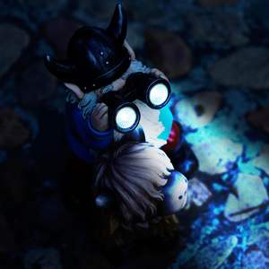 Decorazione divertente all'aperto statua in resina gnomo seduto sulle luci solari della mucca Highland - Product Image 4