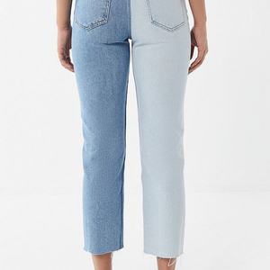 Jeans de Mezclilla de Cintura Alta, Corte Recto y Ajustado, Bicolor, para Mujer, Pantalones Casuales de Mezclilla para Damas, Venta al Por Mayor - Product Image 3
