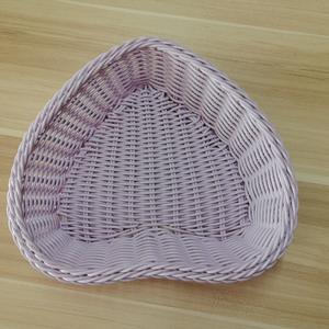 Panier en rotin synthétique rose tressé, forme polygonale, petit plateau de rangement, boîte à bonbons écologique, organisateur de bureau pour collations et fruits - Product Image 2