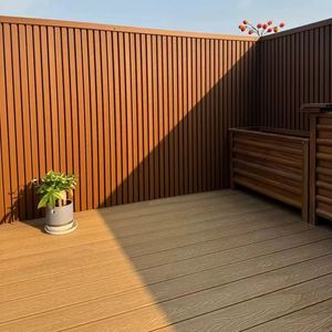 Panneau mural rainuré WPC, revêtement 3D gaufré, revêtement extérieur en aluminium couleur bois <span class=keywords><strong>pour</strong></span> jardins - Product Image 1