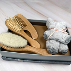 Eco Friendly Hot Sales Customize LOGO <strong>Baby's</strong> <strong>Brush</strong> and Comb Soft Wool Bristles <strong>Hair</strong> Care Set for <strong>Baby</strong> - Product Image 2
