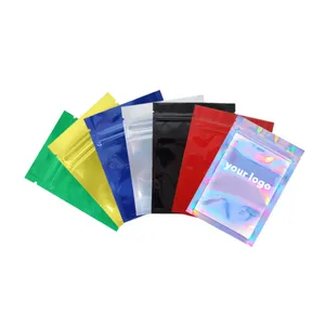 Food Storge Bags Metallic Mylar Bags Flat Bottom Black Aluminum Foil Small Zip Lock Plastic Bags Wholesale