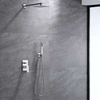 Ensemble de robinetterie de douche thermostatique encastrée en laiton massif au design moderne, finition brossée, mitigeur monocommande avec jet pluie et massage