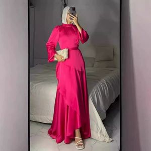 Robe longue <span class=keywords><strong>en</strong></span> satin élégante à taille naturelle, à volants, respirante, silhouette <span class=keywords><strong>trompette</strong></span>/sirène, pour fête de l'Aïd, abaya - Product Image 4