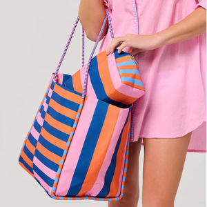 Bolsa de <span class=keywords><strong>Playa</strong></span> a Rayas de Gran Capacidad, Impermeable, para el Verano, Precio de Fábrica - Product Image 3