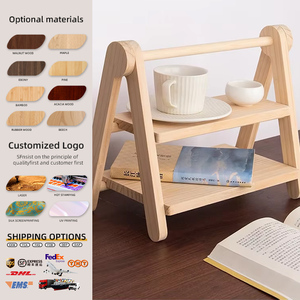 Étagère de bureau en bois à 2 niveaux, support d'affichage autoportant pour la décoration de la maison, du dortoir et de la chambre à coucher - Product Image 1