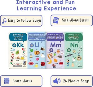 Livre d'apprentissage des phonétiques en anglais OEM, 26 lettres, chants sonores pour <span class=keywords><strong>les</strong></span> enfants d'âge préscolaire et de <span class=keywords><strong>maternelle</strong></span> de 2 à 3 ans - Cadeau de jouet parfait - Product Image 6