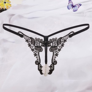 Lingerie sexy luxueuse brodée de perles, string taille basse ajouré à dos nu - Product Image 6