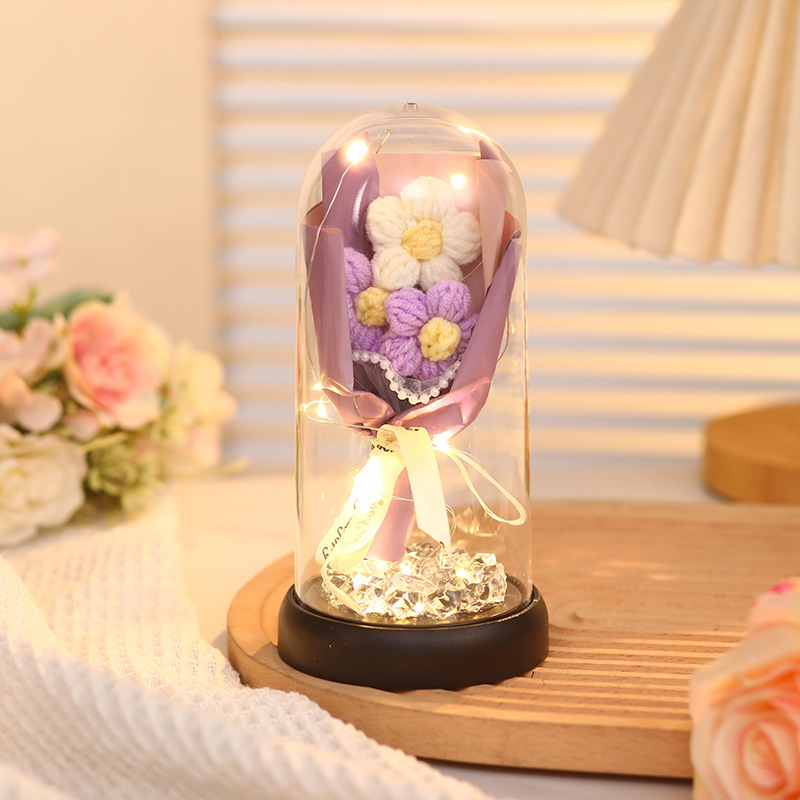 Woven Purple Puff Roses + Pink Box