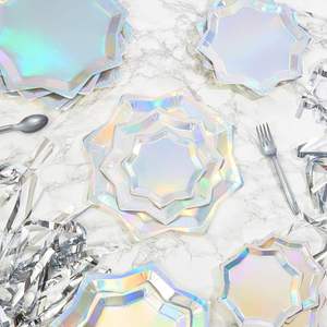 Modern Holographic Octagon Shaped Paper <b>Plate</b> Die-Cut Party Supplies for Tableware & Decorations Hot Selling - Product Image 4