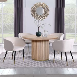 Modern Natural Round Dining <b>Table</b> Made from <b>Solid</b> Mango <b>Wood</b> Premium Finish Dining Furniture for Kitchen Dining Room - Product Image 1