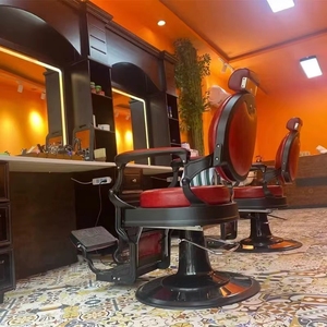 Chaise de barbier en cuir PU noir de style européen robuste, modèle 2024, pour salon et extérieur - Product Image 6