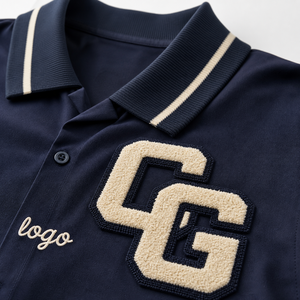 Custom Varsity Crossover <b>Bowling</b> <b>Shirt</b> Street Team Letterman Style Oversized Custom Logo Embroidered Polo OEM Factory - Product Image 1