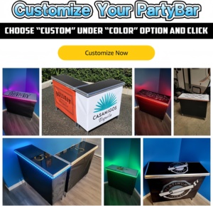 Table de bar portable PartyLife, nouvelle version améliorée, avec lumières LED, télécommande sans fil, pieds pliants, 2 jupes, étagère de rangement robuste, transport - Product Image 5