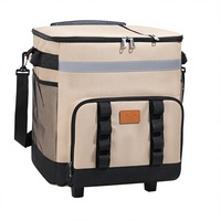 Sac isotherme à roulettes pour voiture, glacière portable d'extérieur, sac thermique pliable en tissu Oxford pour camping