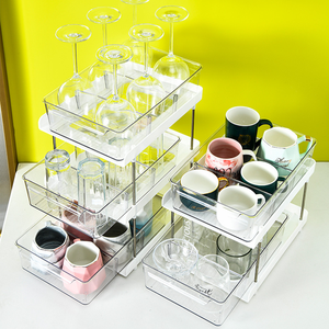 Organisateur transparent à 3 niveaux sous l'évier Organisateur de rangement transparent à 3 niveaux Organisateur d'armoire à bouteilles coulissantes The Pet Desktop - Product Image 3