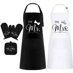 Juego de Delantales de Cocina para Él y Ella, con Guantes Resistentes al Calor, Regalo de Aniversario de Bodas para Parejas - Product Image 3