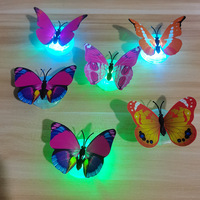 Papillon lumineux coloré LED veilleuse Flash créatif autocollants muraux tridimensionnels pour la maison et les cadeaux alimentés par batterie
