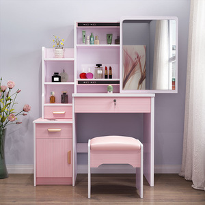 Table de maquillage de Style nordique Simple avec tiroirs miroir LED - Product Image 3