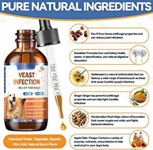 Alivio Natural para Alergias a la Levadura en Perros, Calma la Picazón, Cuidado para la Inflamación de Orejas y Patas, Sabor a Tocino 60ml |   Marca Privada - Product Image 2