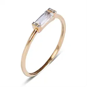 Gold Vermeil Silver Base 18k Gold Plated Baguett zc Diamond Ring Custom Jewelry