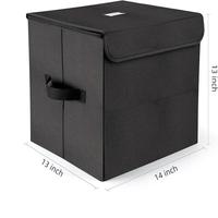 Boîte de rangement pour disques vinyles, boîte de rangement pliable et empilable avec couvercle et poignées, boîte de rangement portable pour la maison et le bureau