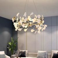 Lustre en forme de feuille de Ginkgo, design moderne, creux, LED, suspension au plafond, commande sans fil, pour salon, villa, escalier, hall