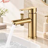 Robinet de lavabo extérieur en acier inoxydable à poignée unique de style moderne, installation facile sur le plan, eau chaude et froide, pour lavabo domestique