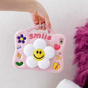 2026 Hand Stand Flower Silicone <b>Tablet</b> Case for iPad Air 7 8 9 Gen 6 10. 9 A16 11 Pro Inch Butterfly Smile <b>Holder</b> Cartoon cover - Product Image 4