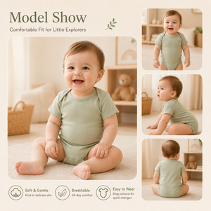 Combinaisons pour bébés nouveau-nés en coton biologique 100%, manches courtes, fermeture à boutons, vêtements d'été pour bébés - Product Image 2