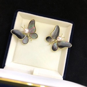 Broche papillon avec perle de coquillage noir naturel, plaqué or, alliage de zinc, accessoire de mode pour femme, cadeau - Product Image 5
