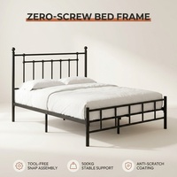 Base de Cama Alta de Hierro Forjado con Espacio de Almacenamiento Debajo de la Cama, Ahorro de Espacio, Cama Metálica Estable, Silenciosa y Fácil de Limpiar, Muebles para Dormitorio